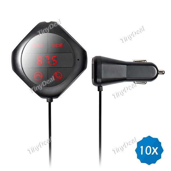 10pcs Q7S Multi-functional Car Kit Dual-USB Charger 5V/2.1A Bluetooth FM Transmitter TF U-Disk AUX Player