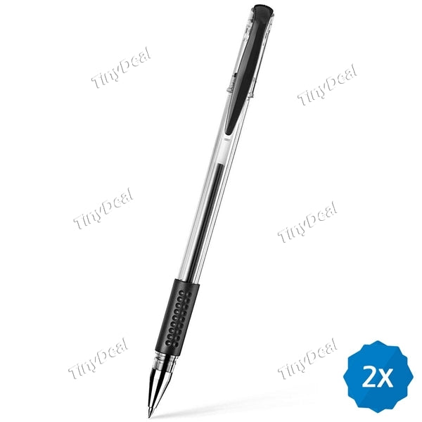 2pcs Simple Style Gel Pen Writing Point Sign Pen 0.5mm Black Durable Signature Pen Roller Pen for Smooth Writing