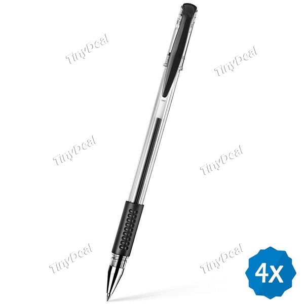 4pcs Simple Style Gel Pen Writing Point Sign Pen 0.5mm Black Durable Signature Pen Roller Pen for Smooth Writing