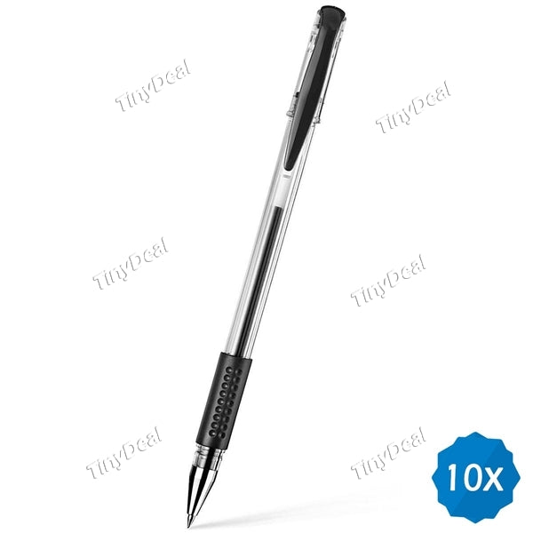 10pcs Simple Style Gel Pen Writing Point Sign Pen 0.5mm Black Durable Signature Pen Roller Pen for Smooth Writing