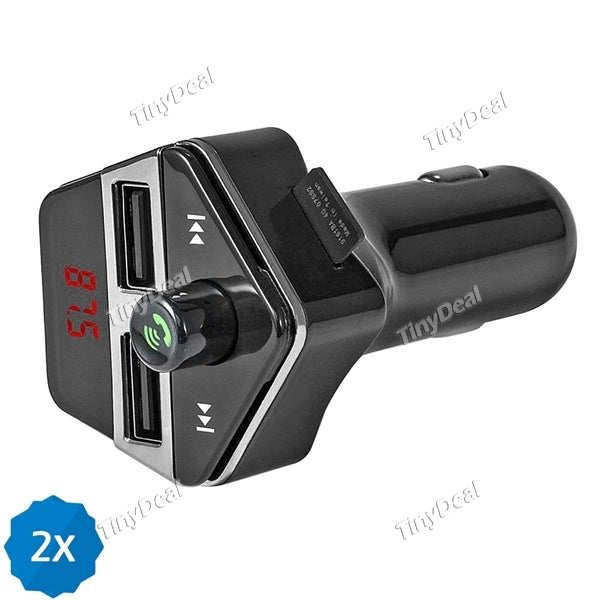 2pcs ST06 Bluetooth Car Kit FM Transmitter MP3 Player Car Charger Hands-free Call Support USB Flash Drive TF Card
