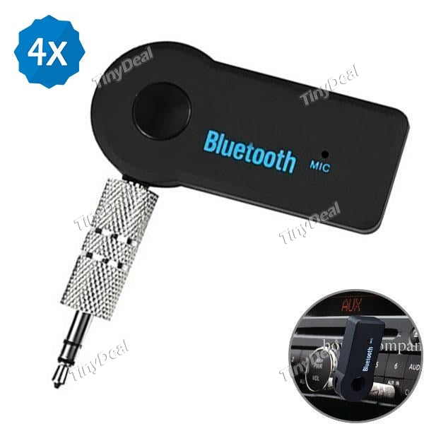 4pcs Car Audio Receiver Bluetooth4.1+EDR Wireless Audio Music Adapter with Hands-free Calls 3.5mm Stereo Output