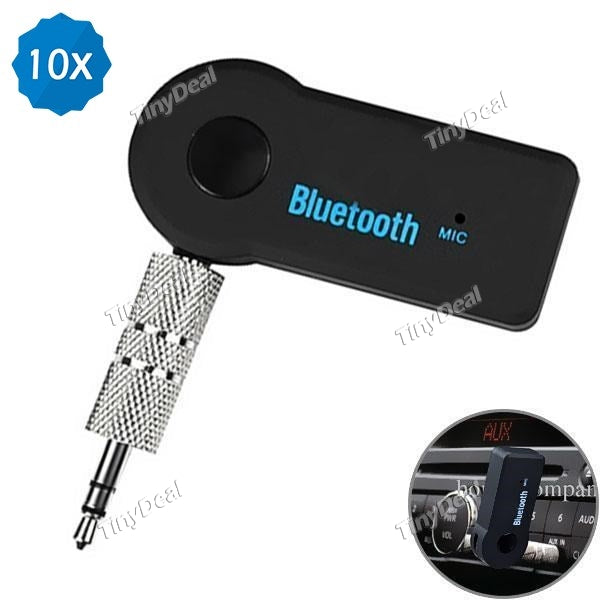 10pcs Car Audio Receiver Bluetooth4.1+EDR Wireless Audio Music Adapter with Hands-free Calls 3.5mm Stereo Output