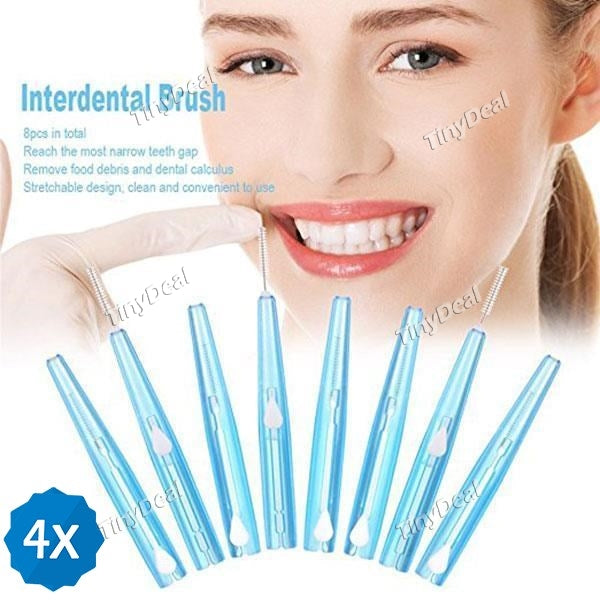 4 Set Oral Care Interdental Brush Orthodontic Wire Toothbrush Imported Caliber 0.7mm Push-Pull Brush
