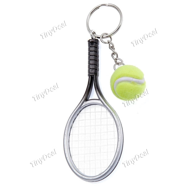 4pcs Tennis Racket & Tennis Keychain Key Ring Key Holder Keyring Gift