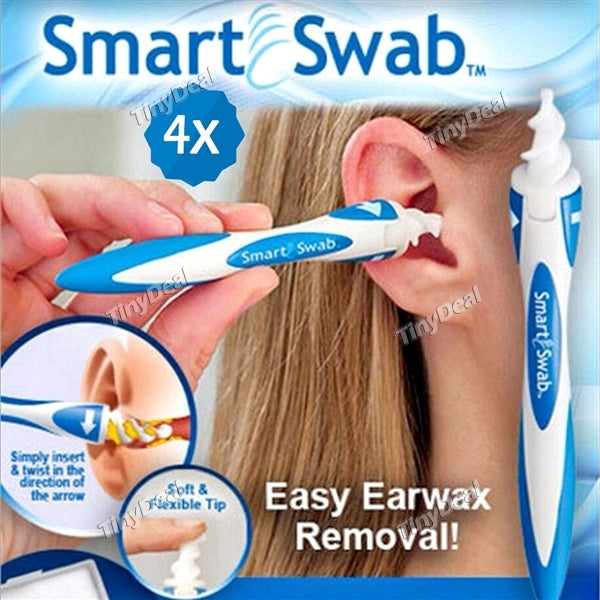 4pocs Multifunctional Removal Soft Spiral Disposable Ear Wax Cleaner System with 16 Replacement Heads