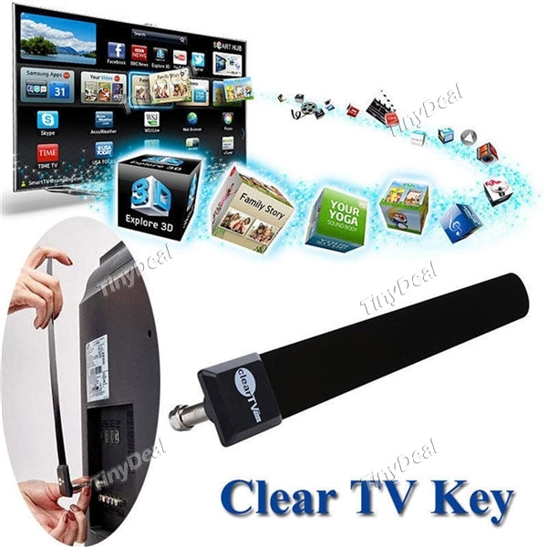 2pcs Clear TV Key Free Digital HDTV Indoor Antenna Ditch Cable
