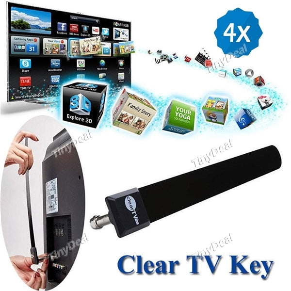 1 / 2 / 4 / 6pcs Clear TV Key Free Digital HDTV Indoor Antenna Ditch Cable