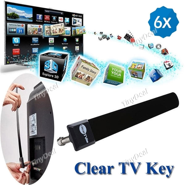 6pcs Clear TV Key Free Digital HDTV Indoor Antenna Ditch Cable