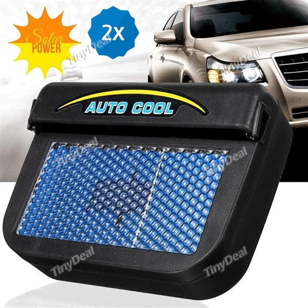 2pcs Solar Powered Auto Air Vent Cooling Fan Universal Car Ventilation Cooler Radiator