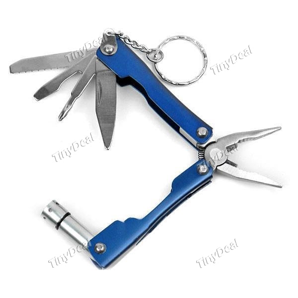 2pcs Multi-functional EDC Tool with LED Flashlight Tongs Small Knife Bottle Opener Key Chain for Indoor Outdoor