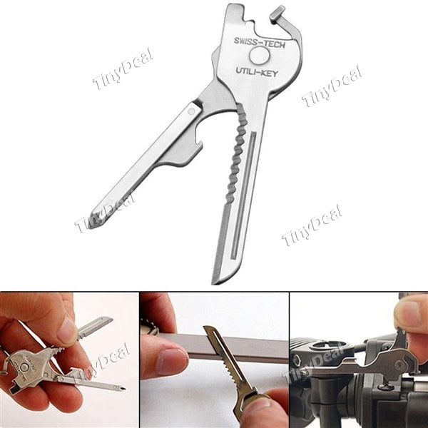 2pcs 6 in 1 Useful Multi-function Knife Practical Swiss Tech Utili Key Outdoor Screwdriver Bottle Opener Keychain