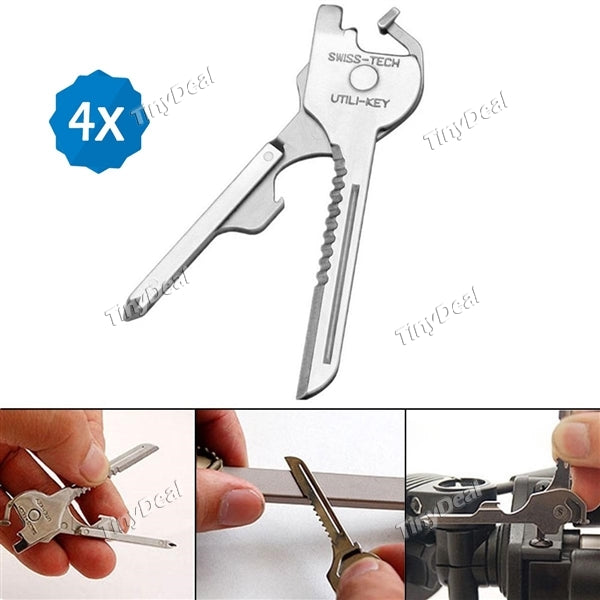 4pcs 6 in 1 Useful Multi-function Knife Practical Swiss Tech Utili Key Outdoor Screwdriver Bottle Opener Keychain