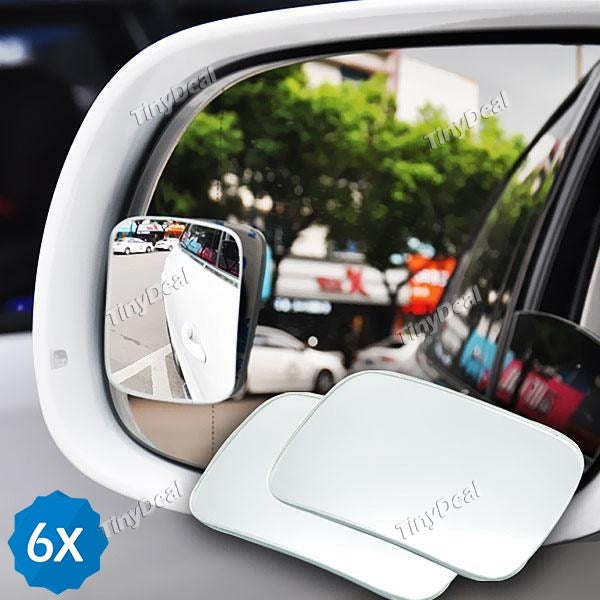 6 Pair Blind Spot Sway Adjustable Square Mirrors with 3M Self-Adhesive Glue and Explosion-proof Membrane -2 Pack