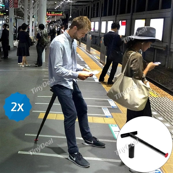 2pcs Portable Telescopic Stool Travel Walking Chair Folding Stool and Cane Adjustable Line Up Seat for Hiking Camping and Office