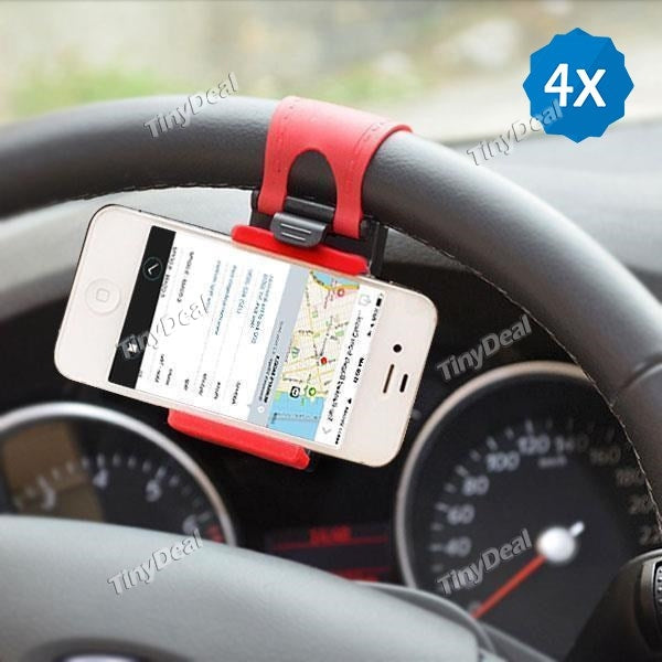 4pcs Universal Car Steering Wheel Phone Mount Holder Clip Buckle Socket for Smart Phone GPS Navigation Drive