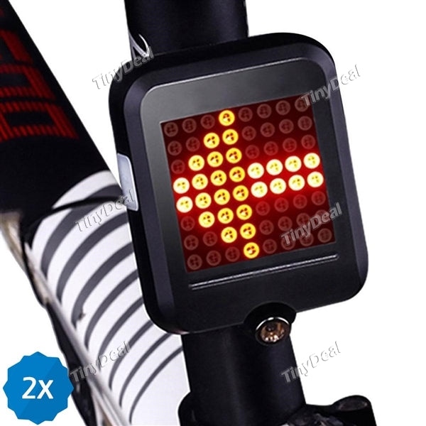 2pcs AQY0100 64 LED Waterproof Automatic Induction Steering Brake USB Charging Safety MTB Bicycle Taillight Warning Night Light