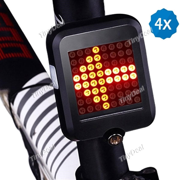 4pcs AQY0100 64 LED Waterproof Automatic Induction Steering Brake USB Charging Safety MTB Bicycle Taillight Warning Night Light