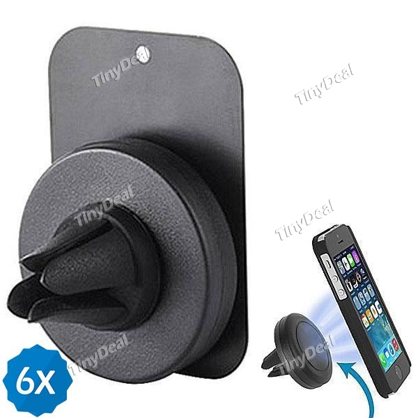 6pcs 360 Degree Rotating Universal Air Vent Magnetic Car Cellphone Mount Holder Stand for Mobile Phone