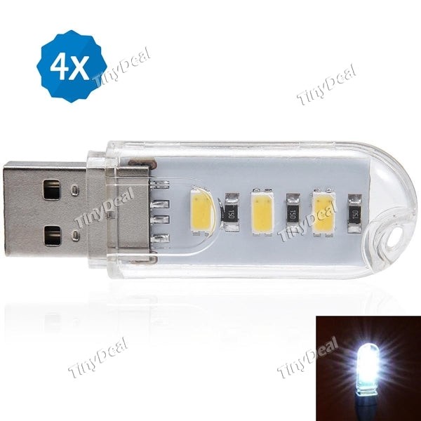 4pcs 5V USB 2W 2-LED SMD 5630 LED Natural White Corn Bulb