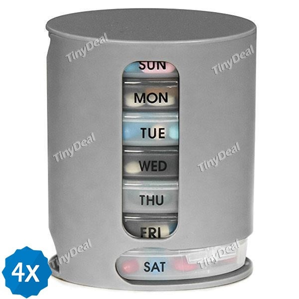 4pcs Small 7 Day Travel Pill Box Pill Medicine Boxes Weekly Medicine Organizer