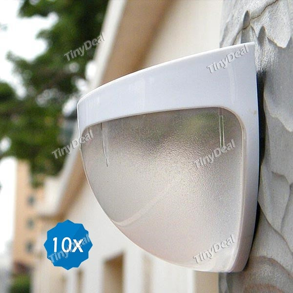 10pcs 6-LED Solar Powered Waterproof Outdoor Fence Gutter Light Garden Lawn Fence Wall Lamp