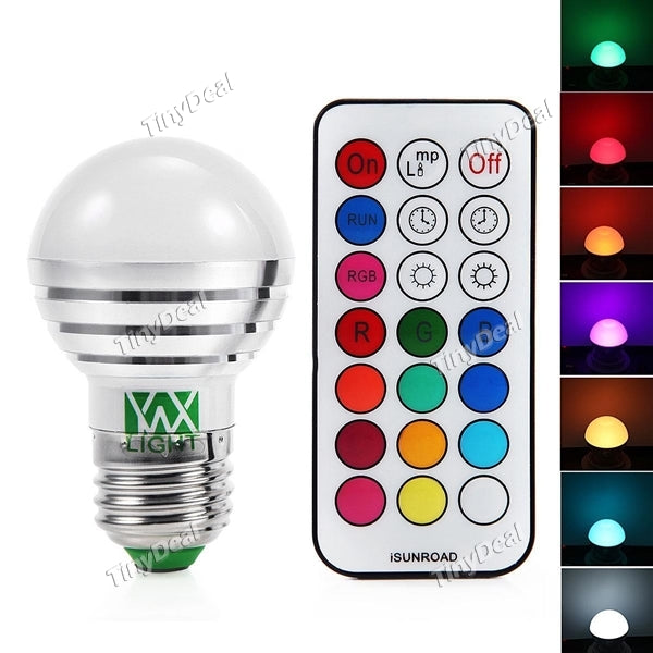 2pcs YWXLight Globe Bulb E27 85-265V 5W 350-400LM 4-LED SMD 2835 Natural White RGB Infrared Dimmable Remote Control Light Bulbs