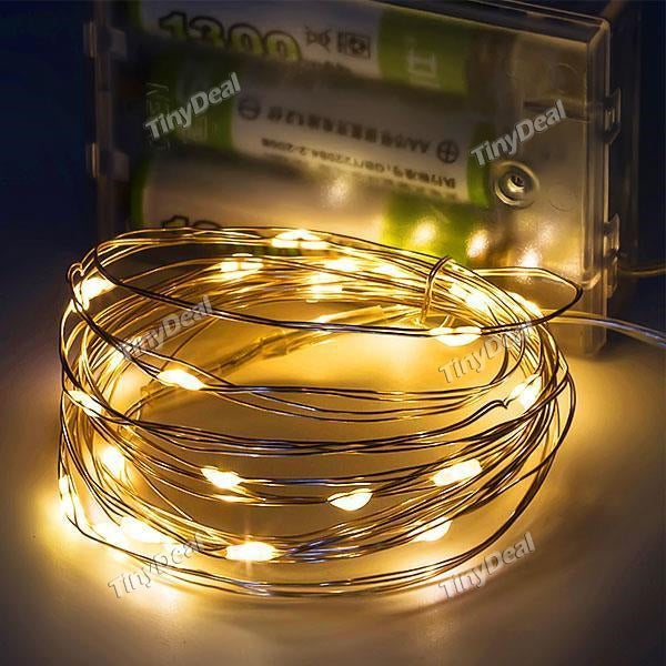 2pc IP65 Waterproof 2M 20 LEDs Warm White Copper Wire String Remote Controled for Christmas Holiday Wedding and Party