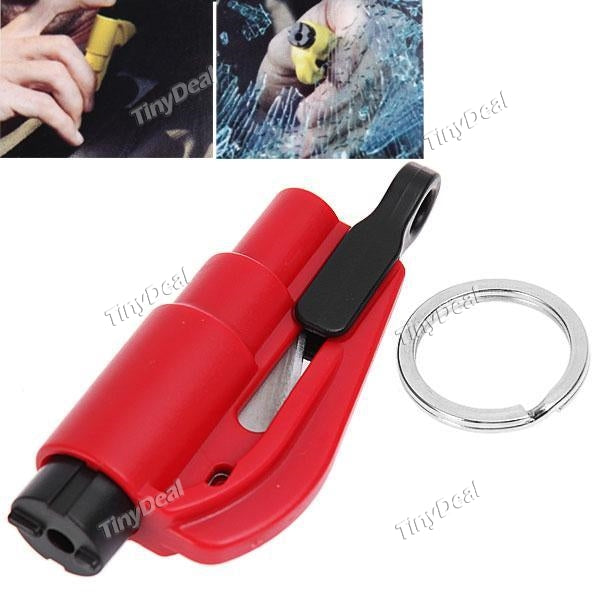 2pcs 2-in-1 Car SOS Seat Belt Cutter + Emergency Life-Saving Hammer Keychain - Color Assorted