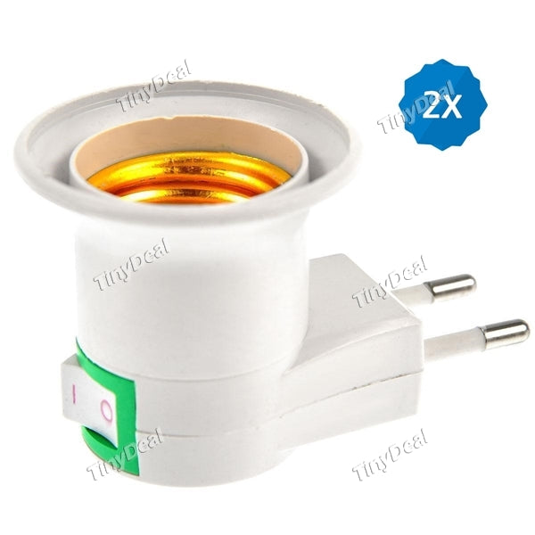 2pcs E27 Base Socket EU Plug Night Light With Power On-off Control Switch