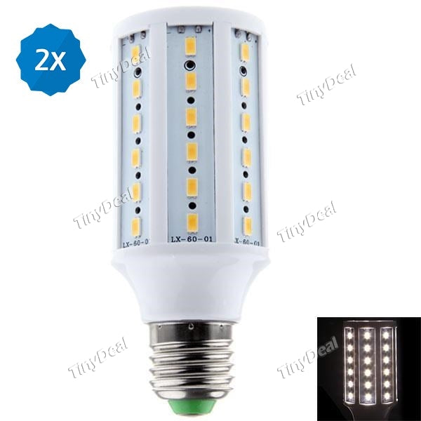 2pcs 220V E27 18W 2700LM 60-LED SMD 5630 LED E27 Corn Bulb