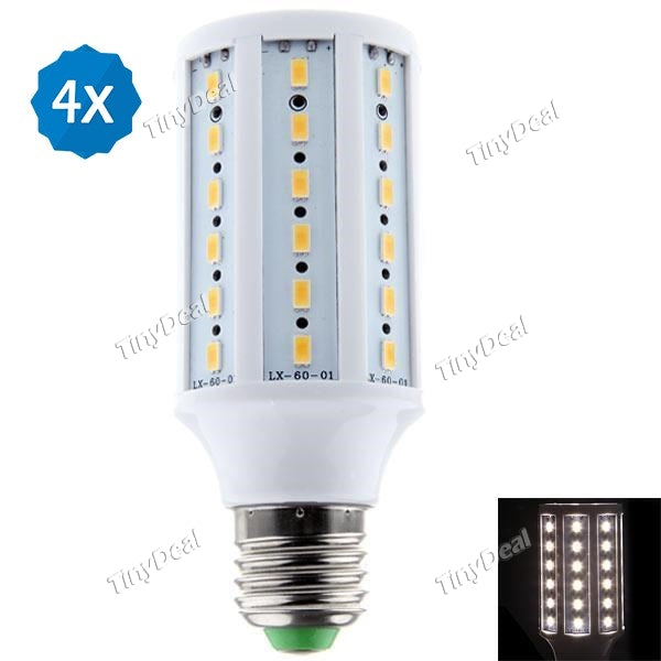 4pcs 220V E27 18W 2700LM 60-LED SMD 5630 LED E27 Corn Bulb