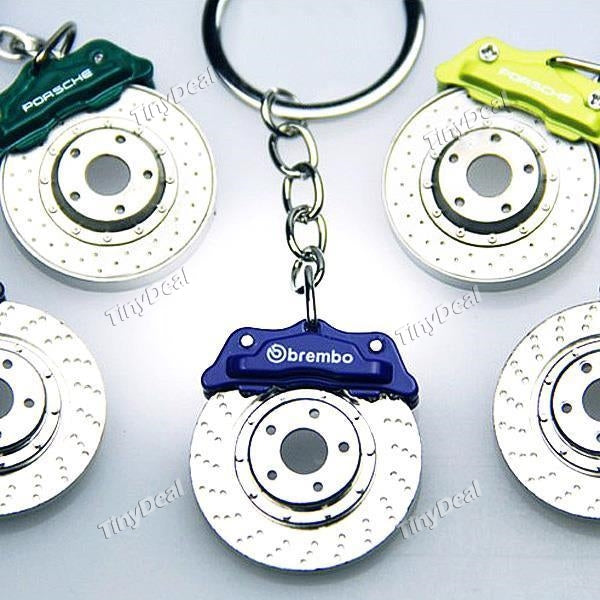 4pcs Disc Brake Style Design Key Ring Car Keychain Key Chain Fashion Men Jewelry - Color Assorted