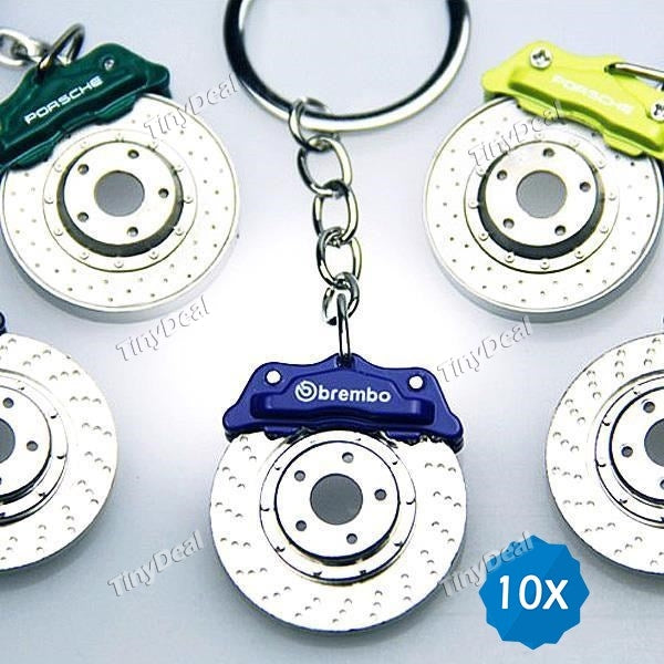 10pcs Disc Brake Style Design Key Ring Car Keychain Key Chain Fashion Men Jewelry - Color Assorted