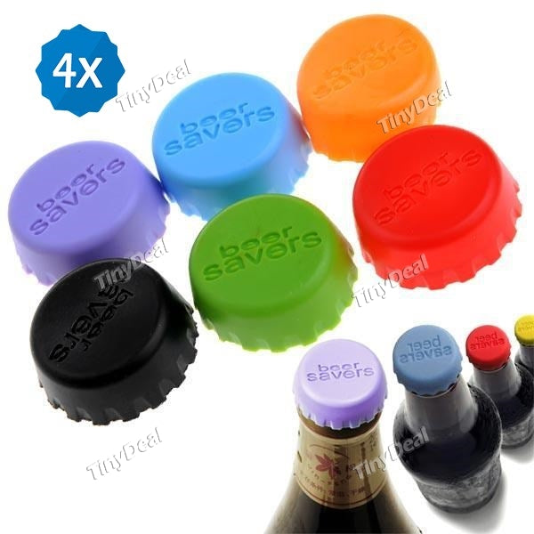 4 Set of 6pcs Creative Silicone Beer Cover Beer Fresh-keeping Bottle Cap - Assorted Color