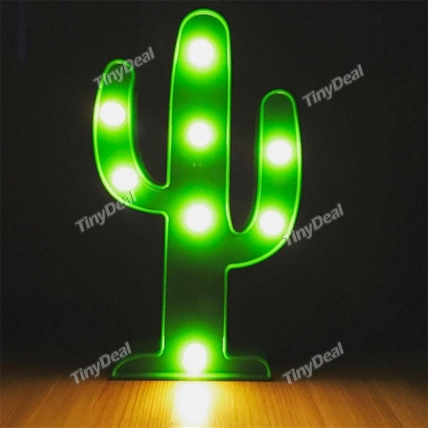 Trendy Pink Flamingo Night Light Decorative Art Lamp Tropical Romantic Ambient Light Warm White LED Battery Operated - Cactus