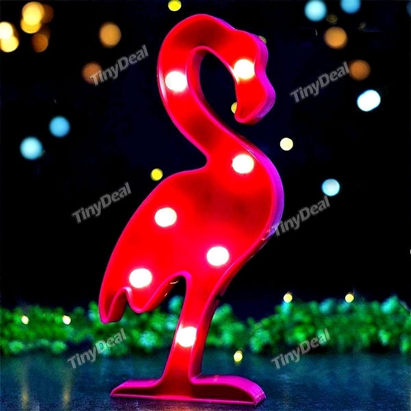 Trendy Pink Flamingo LED Night Light Decorative Art Deco Lamp Tropical Romantic Ambient Light Warm White Battery Operated