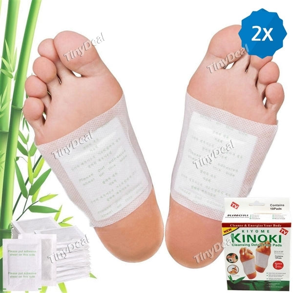 2-pack Kinoki Detox Foot Patches Pads Body Toxins Feet Slimming Cleansing Herbal Adhesive Keeping Fit - 10pcs