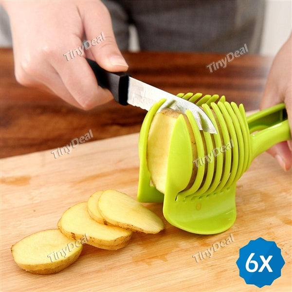 6pcs Creative Lemon Fruit Handheld Slicer Potato Tomato Onion Vegetable Fruit Cutter Holder Kitchen Tools