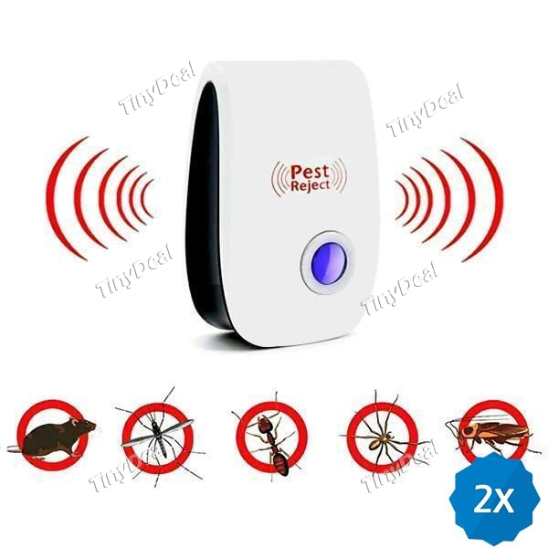 2pcs Pest Control Ultrasonic Repellent for Mosquitoes Roaches Mice Rats Safe for Children
