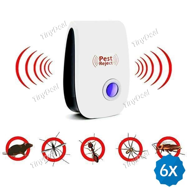 6pcs Pest Control Ultrasonic Repellent for Mosquitoes Roaches Mice Rats Safe for Children
