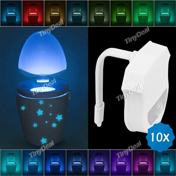 10pcs Advanced 16-Color Motion Sensor Light Detection LED Toilet Light LED Toilet Seat Light IP65 Waterproof