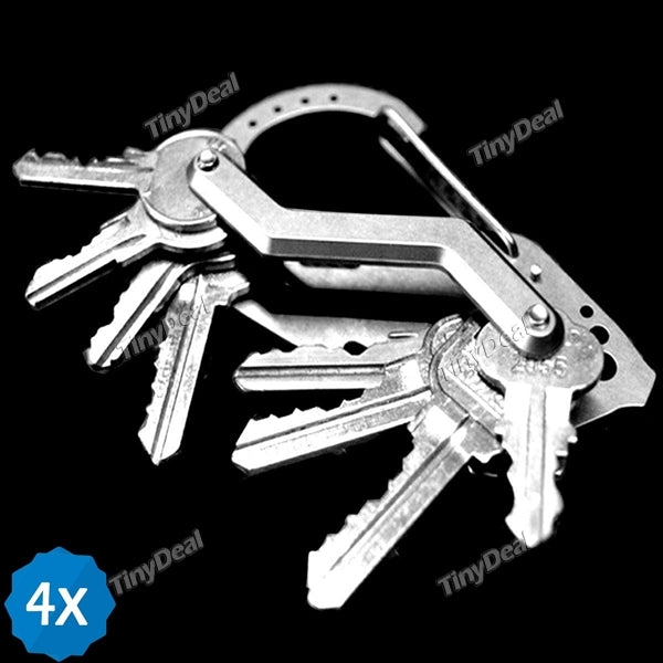 4pcs 7 in 1 Multifunctional Key Holder Wrench Screwdriver Bottle Opener Carabiner EDC Tools for Outdoor/Indoor