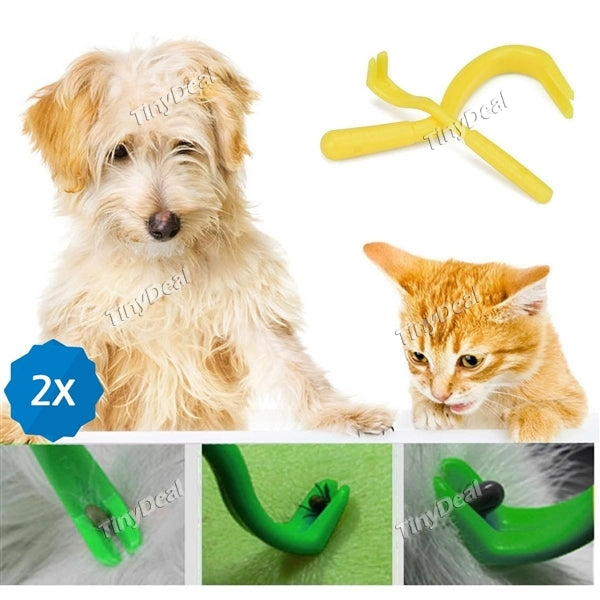 2-pack 2 Sizes Pets Dog Horse Cat Scratching Flea Tick Remover Tool Hook