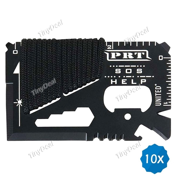 10pcs 14 in 1 Multifunctional EDC Tools Card Portable with Rope for Outdoor Indoor Activities