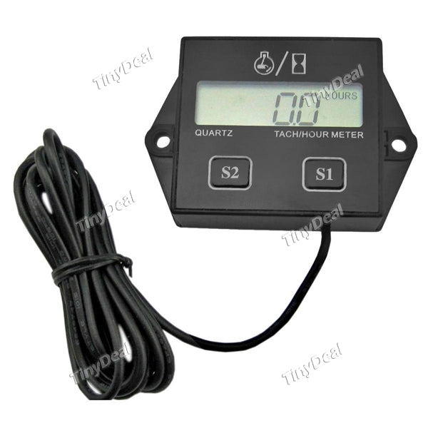 Digital LCD Tachometer Motorcycle Hour Meter Stroke Gasoline Engine Digital Speedometer for Outboard Motorbike