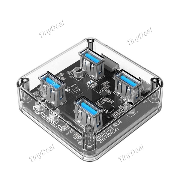 ORICO Transparent and Mini 4 Ports USB3.0 Hub with Micro USB Port Support Offline Power Supply