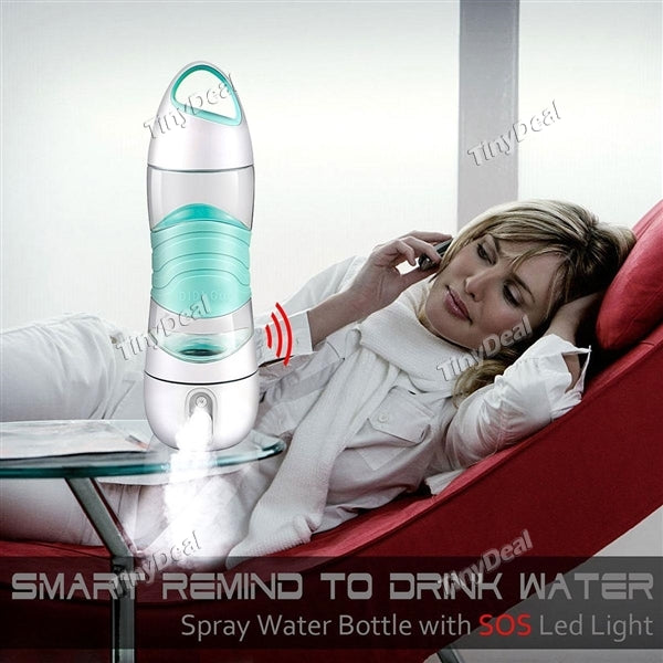 Spray Water Bottle Smart Reminder Water Bottle Mist Sprayer with LED Light for Cycling Climbing Gym Travel