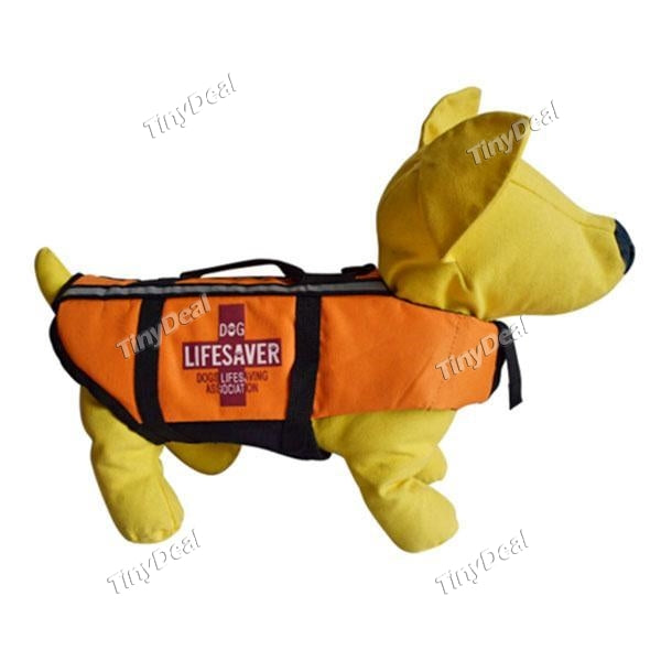 Orange Dog Life Jacket Adjustable Reflective Pet Life Vest Jacket Doggy Flotation Device Pet Supplies