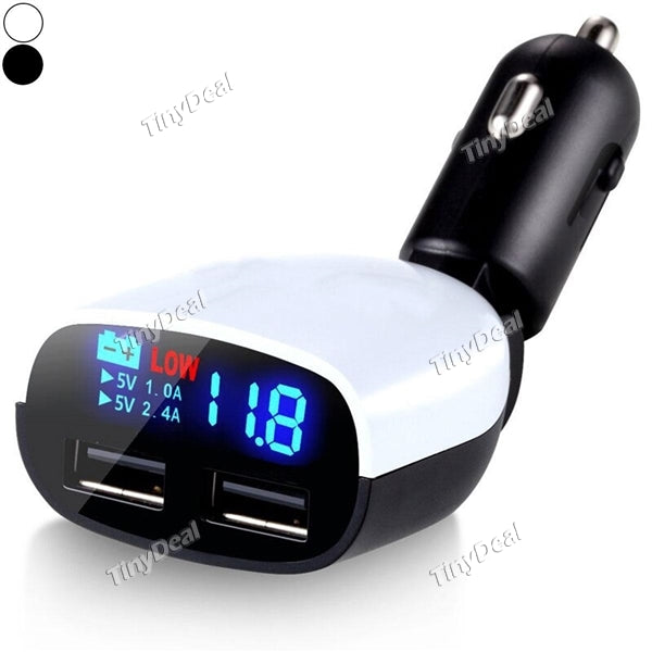 Universal Car Charger 5V 3.4A Dual USB Adapter LCD Monitor Display Screen Travel Charger for iPhone Tablet